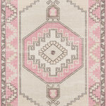 Momeni - Anatolia ANA-2 Machine Made Pink Area Rug 9'9"x12'6" - The pastel color palette of the Anatolia Collection presents the softer side of tribal style. Subdued shades of pink, baby blue and brown fill the field and ornamental rug borders with classical medallions and vine and dot motifs. Crafted in an innovative combination of natural wool and nylon threads, modern machining mimics ancestral weaving techniques to create a series of chic floor coverings that are superior in beauty and performance.