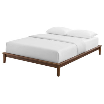 Modern Contemporary Urban Living Full Platform Bed Frame, Wood, Brown Natural