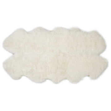 Genuine Sheepskin Rug, Ivory, Four Pelt