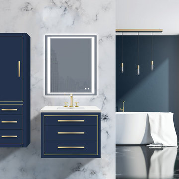 Villa - 36″ in Sapphire Blue with Satin Brass