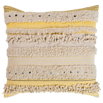 Temara TMA-004 Pillow Cover, Butter, 18"x18", Pillow Cover Only