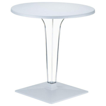 Ice Werzalit Top Round Dining Table With Transparent Base 28" Silver