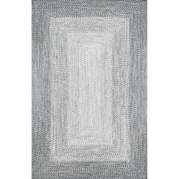 nuLOOM Eirene Striped Outdoor Area Rug, Light Gray, 4'x6'