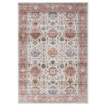 Nourison - Nourison Fulton 7'10" x 9'10" Beige Multicolor Vintage Indoor Area Rug - Add a relaxed vibe to your space with this vintage-inspired rug from the Fulton Collection. The classic Persian pattern is presented in a beige, blue, and orange multicolored palette finished with an artful fade that brings a cultured look to your living room, bedroom, or home office. This printed rug is made from durable polyester yarns with a non-shedding, non-slip back ideal for busy households with pets, kids, and frequent guests.