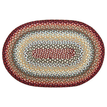 Thistle Green and Country Red Braided Rug, 20"x30"