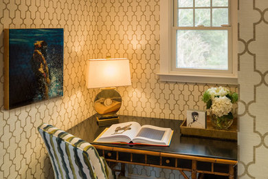 Example of a small transitional freestanding desk home office design in San Francisco