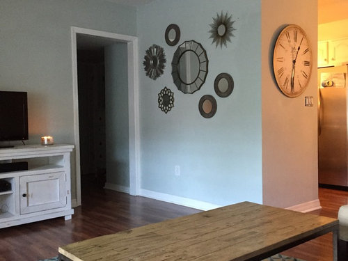 Wall Across From Front Door In Family Room And Tv Console