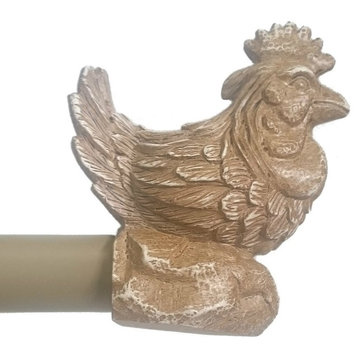 3/4" Rooster Adjustable Curtain Rod, Cottage, 48" to 84"