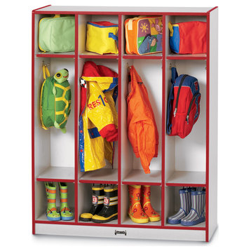 Rainbow Accents 4 Section Coat Locker - Red