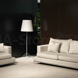 Simena Sofa in Cream Tweed Fabric Upholstery - Sofas