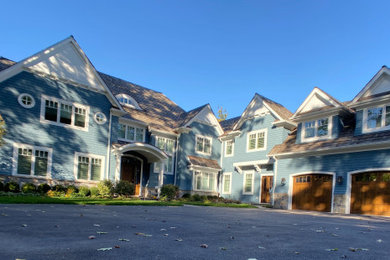 Blue house exterior.