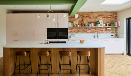 Kitchen Tour: Pink, Green and Bare Brick Warm an Extended Space
