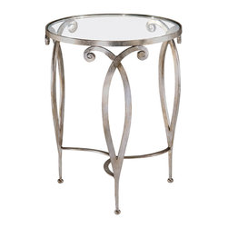 Inviting Home Inc. - Round Glass Top Table, Silver Finish - Side Tables And End Tables