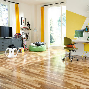 Colorful, Funky, Kid's Game Room - Newport Solid, Natural Hickory Hardwood