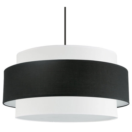 Black & White Contemporary Chandelier With Matte Black Metal