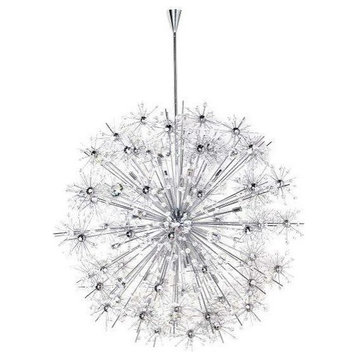 Maxim Starfire Forty Light Polished Chrome Beveled Crystal Glass Up Chandelier