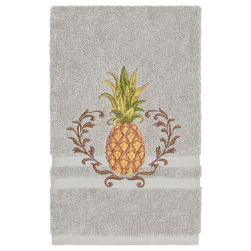 Linum Home Textiles Welcome Embellished, Light Grey, Hand Towel, Single