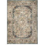 Palmetto Living by Orian - Palmetto Living by Orian Alexandra Kerman Estate Blue Area Rug, 7'10"x10'10" - The cool comfort of our Kerman Estate area rug shines a spotlight on traditional floral style in contemporary colors. Light and dark blues, golds, greys and ivories dance in the intricately bordered design of this slightly distressed rug to add a timeless feel to your favored spaces.