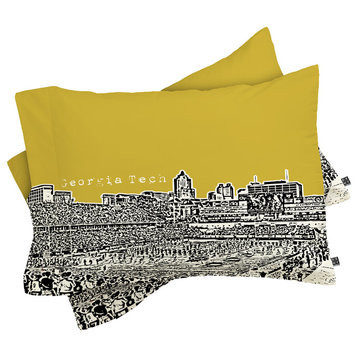 Deny Designs Bird Ave Georgia Tech Yellow Pillow Shams, Queen