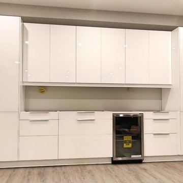 Single wall kitchen, 14 ft. RINGHULT white high - gloss finish