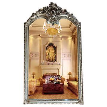 55"x98" Gilded Full Length Floor Mirror, Silver