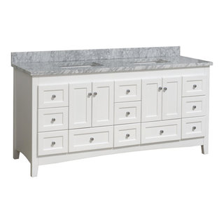 Harper 72 Freestanding Double Bathroom Vanity with Carrara Marble Top –  KitchenBathCollection