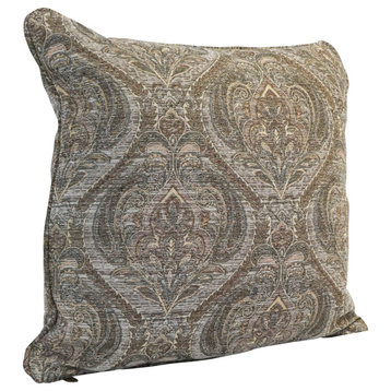 25" Double-Corded Patterned Tapestry Square Floor Pillow, Gray Damask