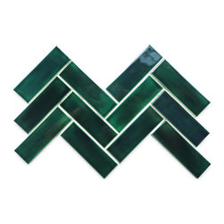 2x6 Teal Herringbone - Wall And Floor Tile