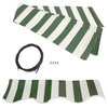 Waterproof Fabric for Retractable Patio Awning, Green, White, 13'x10'