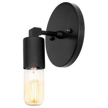 Industrial Minimalist Edison Bulb Wall Sconce, Black