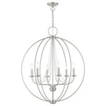 Livex Lighting - Arabella 6 Light Brushed Nickel Globe Pendant Chandelier - Our Arabella collection six light transitional orb features a brushed nickel finish and delicate draping crystals. Together, the metal and crystal create a balance between modern and classical. This clever design combination is the model of versatility and perfect for an elegant dining room, living room or bedroom setting.