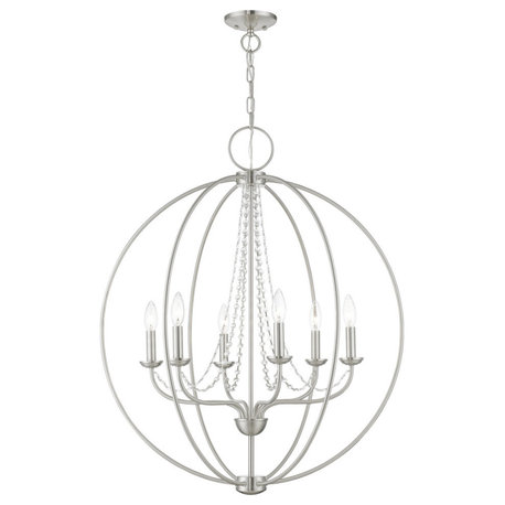 Arabella 6 Light Brushed Nickel Globe Pendant Chandelier