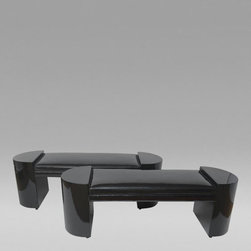 Black Lacquered Benches, Karl Springer - Living Room Furniture