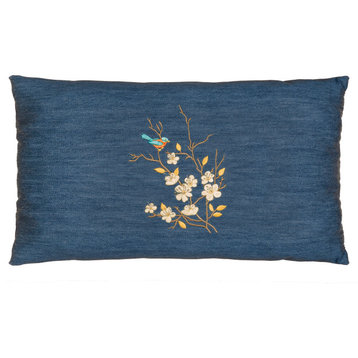 Linum Home Textiles Springtime Denim Decorative Pillow Cover, Denim Blue, Lumbar
