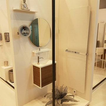 Wall Mounted Single Sink Bathroom Vanity Walnut/ Black
