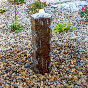 Basalt Fountain with Special Horizontal Carving