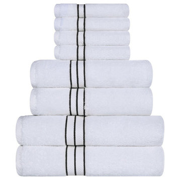 Turkish Cotton Solid Hotel Collection Towel Set, 8 Piece Towel Set, Black