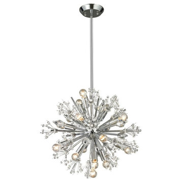 Modern Contemporary Luxe Fifteen Light Chandelier in Polished Chrome Finish