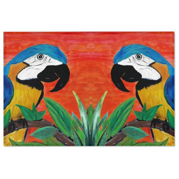 Parrots tropical home indoor chenille area rug, 60w X 36h