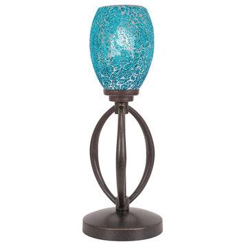 Marquise Accent Lamp In Dark Granite Finish With 5" Turquoise Fusion Glass