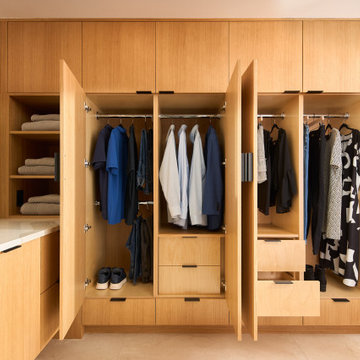 Contemporary Millwork | Warm Wood Veneer & Modern White Millwork | Vancouver, BC
