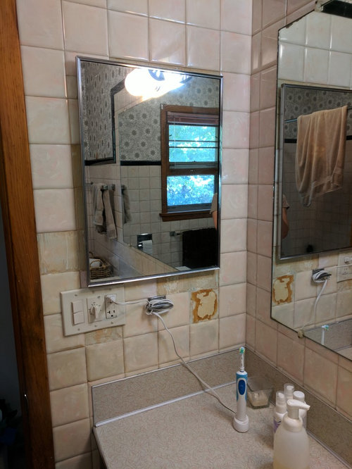 Tiny Bathroom Tile Mirrors And Vanity Light Etc
