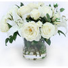 Roses and Casablanca Lilies in Glass Cylinder