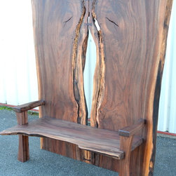 Live Edge Walnut High Backed Bench - Indoor Benches