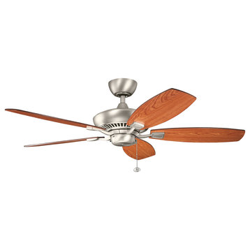 52" Canfield Fan, Brushed Nickel/Cherry and Light Walnut Blades