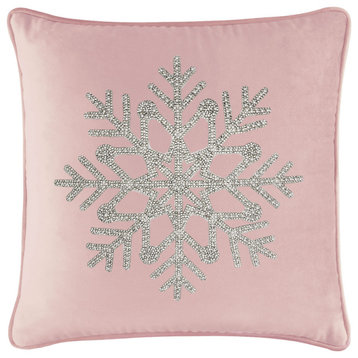 Sparkles Home Rhinestone Snowflake Pillow - 16x16" - Blush Velvet