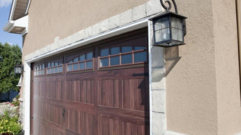 Insulated Designer Garage Doors & Stone Siding