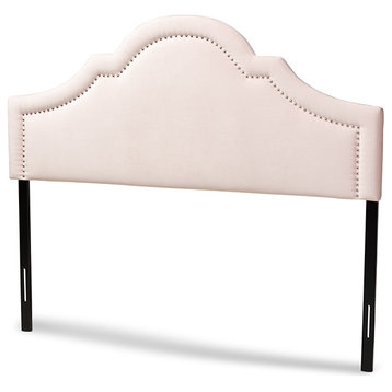 Rita Light Pink Velvet Fabric Upholstered Full Size Headboard