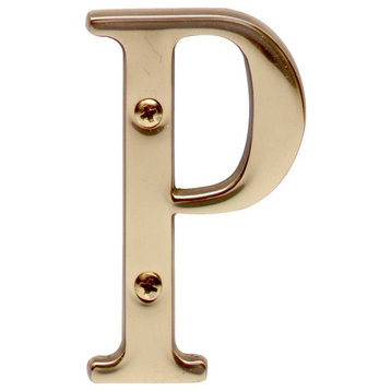 Letter "P" House Letters Solid Bright Brass 3" |