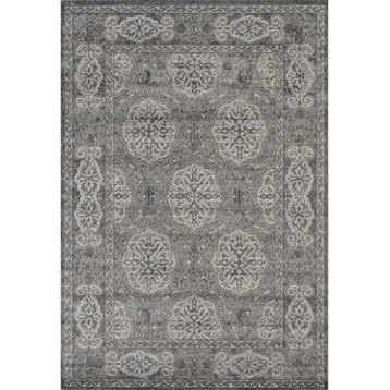 Amer Alexandria Brown-Grey Bordered Runner Rug 1'6"x10'3" ALX1126103